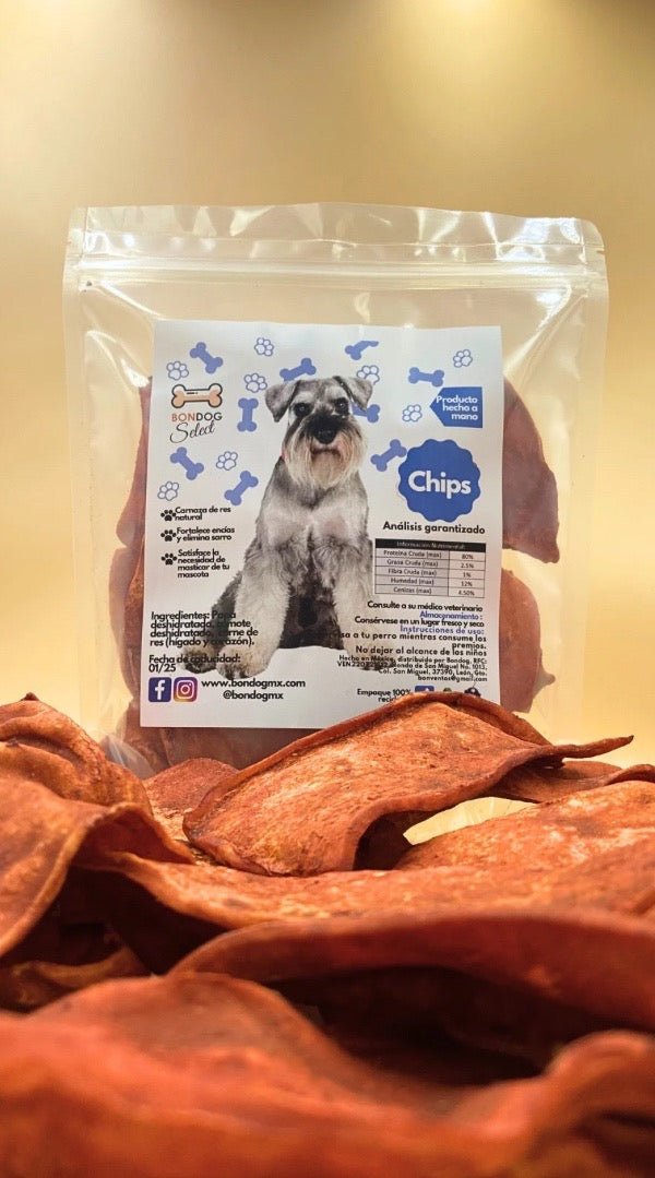 Chips cubiertas de carne ahumada (160 gramos) para perros medianos grandes - Bondogmx