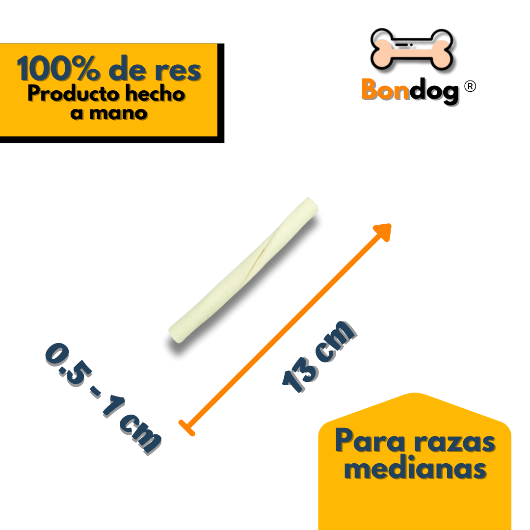 Twist para razas pequeñas/medianas (13 cm - 100 piezas) - Bondogmx