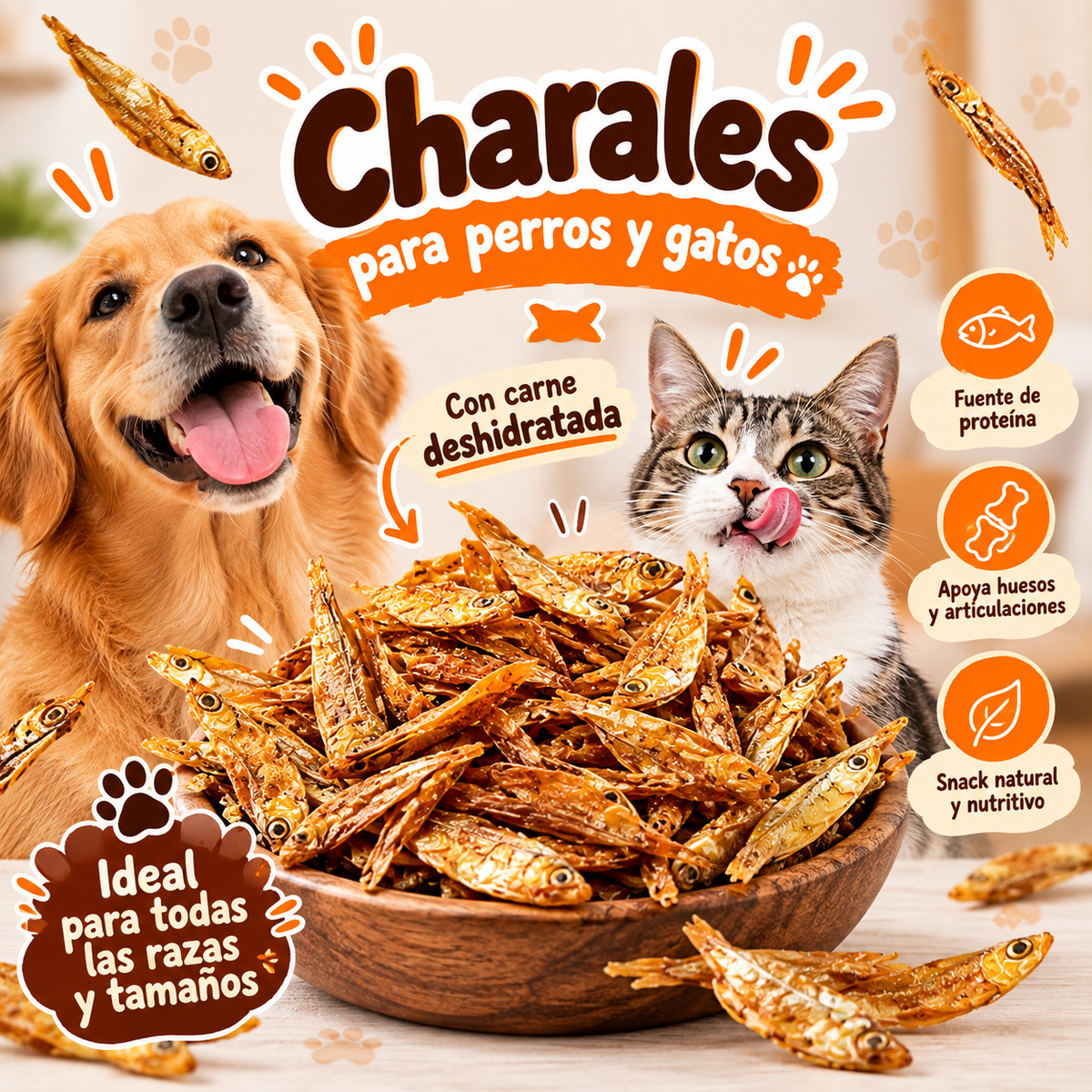 Charales adicionados con carne deshidratada 500 g (perros y gatos)
