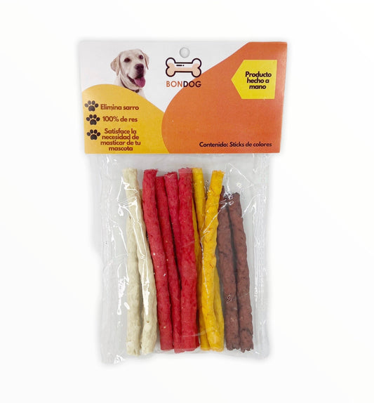 Empaque con 12 sticks de colores sabor pollo - Bondogmx